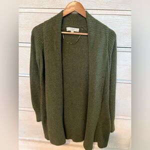 Loft green long sleeve cardigan sweater